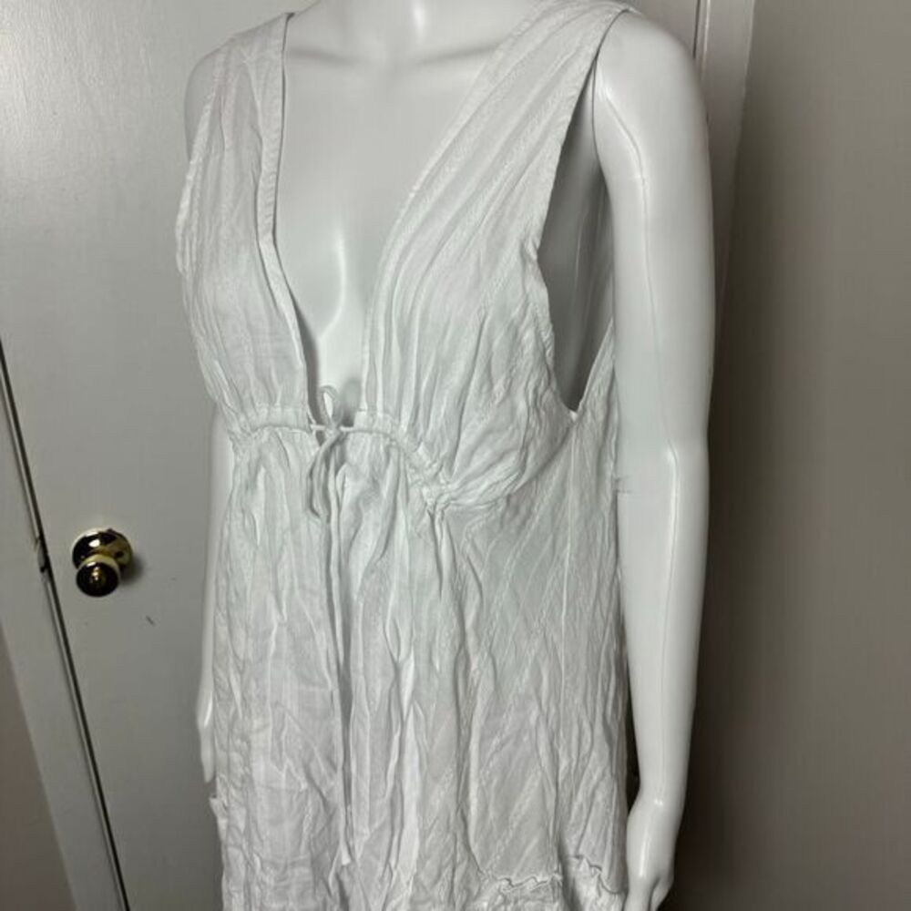 Commense White Plunge Neck Sleeveless Mini Dress Beach Summer Casual Wear M - Picture 8 of 11